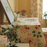 zazu春花蝶舞系列全棉活性帆布桌布条纹布艺餐桌布茶几台布餐桌垫