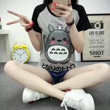 夏季韩版Q版龙猫潮可爱卡通圆领打底衫短袖女T恤学生班服情侣装