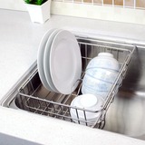 SDR304不锈钢水槽沥水架 厨房伸缩沥水篮碗架碗碟架 洗菜盆置物架