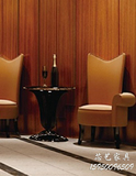 欧式实木布艺装饰椅子 酒店大厅形象椅 会所样板房左右扶手高背椅