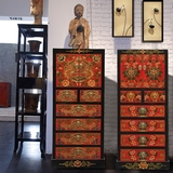 玄关柜  藏式新中式古典彩绘实木斗柜  家具六斗文件柜立柜隔断柜