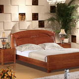水曲柳实木床1.5/1.8米橡木家具双人床高低箱 简约现代中式婚床