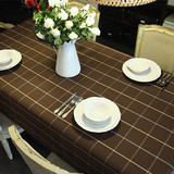 色织桌布布艺 欧式深咖啡格子西餐咖啡厅餐桌布 茶几布台布定做