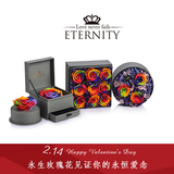 ETERNITY进口永生花礼盒情人节巨型七彩 红 粉玫瑰花盒生日礼物