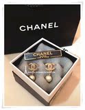 【法国代购】Chanel香奈儿 淡金色双C耳钉珍珠吊坠 杨幂同款