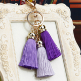 韩国创意礼品可爱冰丝流苏汽车钥匙扣女包包挂件钥匙链高档小饰品