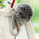 韩国创意礼品宫铃汽车钥匙扣女包挂件钥匙链兔毛绒毛球可爱小饰品