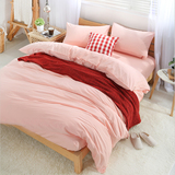 简约纯色全纯面料床品 纯色四件套 素色被套床单 学生用简单床品