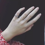 ML家韩国S925纯银简约复古加粗个性链条纯银戒指尾戒指环女礼物