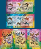 科特迪瓦 2013年 美丽的蝴蝶 小全张5全含24枚票（盖销）