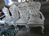 新古典餐椅子 欧式休闲布艺餐椅 实木带扶手椅子酒店ktv洽谈桌椅