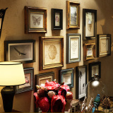 美式照片墙客厅餐厅挂墙组合画框欧式复古做旧实木相框创意装饰画