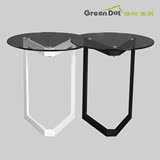 包邮绿尚白色黑色烤漆钢化玻璃镜面三脚架边角几沙发小茶几咖啡桌