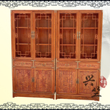 中式现代实木书柜三组合榆木书架展柜博古架仿古家具特价雕花古典