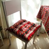 棉麻布艺 方形餐椅垫办公室坐垫 座垫 飘窗垫-民族风波西米亚 红