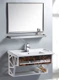简约现代浴室柜组合陶瓷吊柜ABS支架盆卫生间梳洗盆钢塑洗手盆