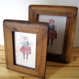 Zakka 杂货 复古做旧 橡木女孩相框 实木质 可挂画框 6寸7寸可选