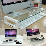 热销U-BOARD显示器底座桌面键盘收纳 usb钢化玻璃笔记本电脑支架