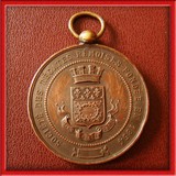 法国1854年盾徽50mm老铜章 带环