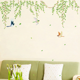 创意室内墙壁装饰贴纸客厅沙发电视背景墙画温馨田园风景花藤飞鸟