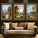 欧式古典山水风景油画有框纯手绘办公室酒店客厅挂画装饰壁炉别墅