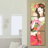 迷朗DIY数字油画 个性人物三联三拼画客厅手绘装饰画 婀娜多姿