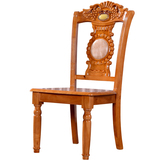 现代中式家居 实木椅子橡木葡萄雕花餐椅木质背靠椅家用吃饭凳子