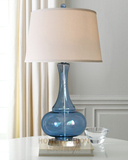 地中海 蓝色简约玻璃台灯 创意装饰台灯 美式乡村 客厅卧室床头灯