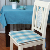 【吾家】椅子坐垫座垫夏地中海蓝色椅子套/餐椅套办公室棉麻加厚