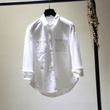 2016新款韩版气质简约双口袋纯棉衬衫 白衬衣 上衣 打底衫女