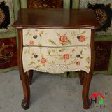 欧式家具 订做美式床头柜子沙发边柜电话桌田园仿古彩绘家具0063