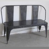 美式乡村仿旧铁艺沙发椅长椅LOFT长凳双人椅复古椅子欧式椅休息椅