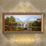 欧式有框手绘油画古典山水风景客厅玄关简约挂画现货装饰画DL861