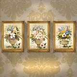 欧式客厅卧室玄关装饰画玫瑰百合古典花卉有框手工手绘油画DLA312