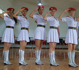 新款/迷彩表演服装/军旅演出服装/女兵白色弹力舞蹈服装迷彩裙