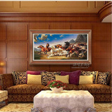 简约欧式酒店装饰画家居客厅沙发背景餐厅卧室挂画 油画八骏马40
