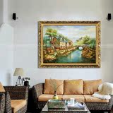 地中海挂画客厅装饰画有框画欧式风景画手绘成品油画酒店壁画