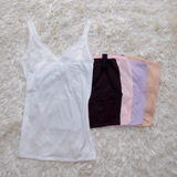 3件包邮！日本单优质纯棉超薄V领打底吊带背心 黑白肤紫粉 女