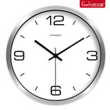 包邮简约现代客厅时钟创意静音不锈钢金属挂钟办公室14英寸大钟表