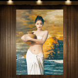 《陶》世界名画抱陶美人人体艺术裸女装饰手绘油画无框背景壁挂画