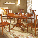 餐桌实木餐桌椅组合折叠 欧式伸缩椭圆形餐台功能 特价饭桌838