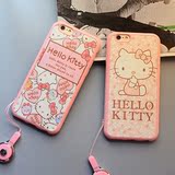 kitty猫挂脖绳iphone6s手机壳SE壳硅胶粉色苹果5s保护套plus防摔