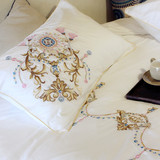 贵族皇室风60支长绒棉刺绣经典系列床品纯棉被套床单四件套四季款