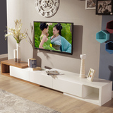简约现代电视柜可伸缩胡桃色免漆地柜多功能电视柜组合套餐可定制