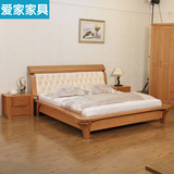 特价美国进口红橡木床实木床1.8米双人床真皮软靠床榻榻米床1#
