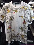 D&G/杜嘉班纳Dolce&Gabbana Dg 16ss灰色树叶喜鹊小鸟男装短袖T恤