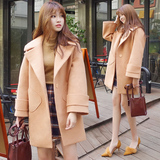 2016秋冬季新款韩版宽松茧型羊毛呢子大衣中长款气质毛呢外套女潮