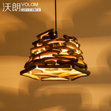 创意现代日式灯具韩式简约原木榻榻米餐厅灯单头led木质实木吊灯
