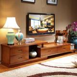 中式实木简约电视柜客厅橡木可伸缩地柜多功能储物柜2.4米影视柜