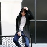 春季男士毛衣外套线衣韩版中长款青年开衫修身针织衫男潮薄款披风